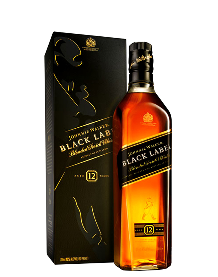 Blended Scotch Whisky Black Label Johnnie Walker 0,7 ℓ, En Étui
