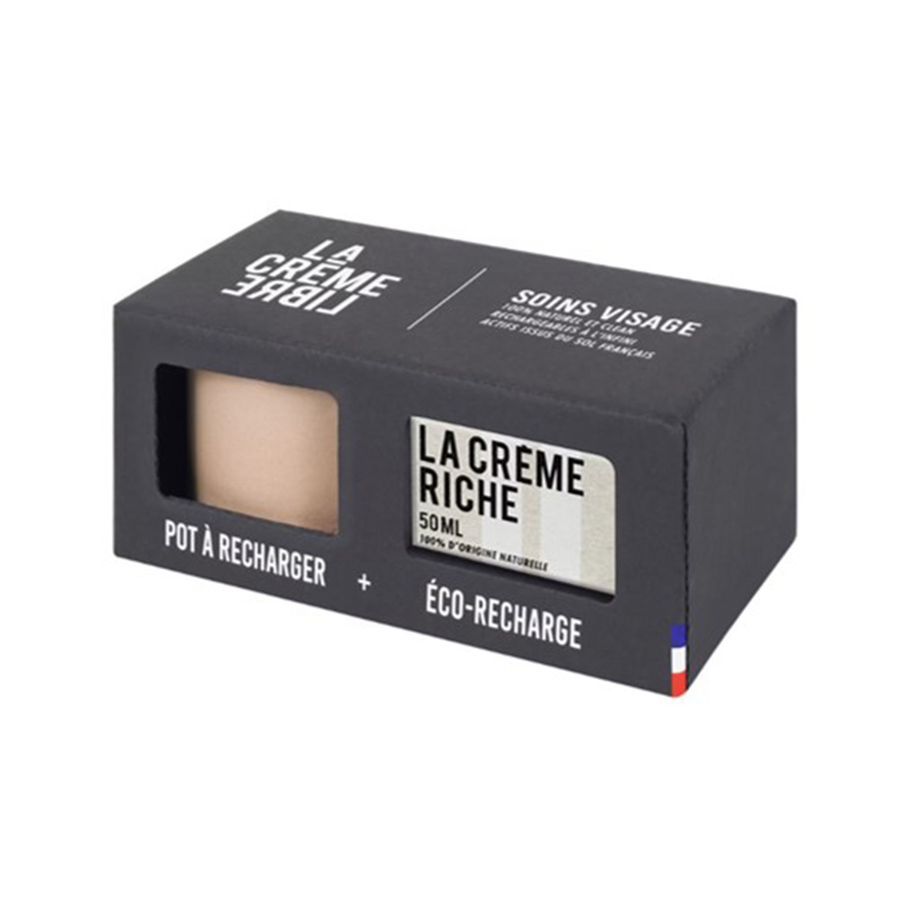 La crème libre Coffret Crème Riche Visage (Éco-recharge + Pot Rechargeable Beige Rosé) Soin Hydratant Visage