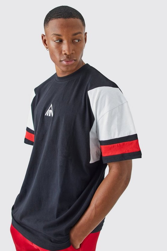Oversize Colorblock T-Shirt mit Logo