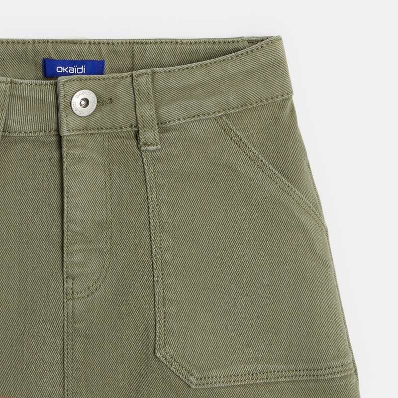 Mini-jupe en toile verte fille