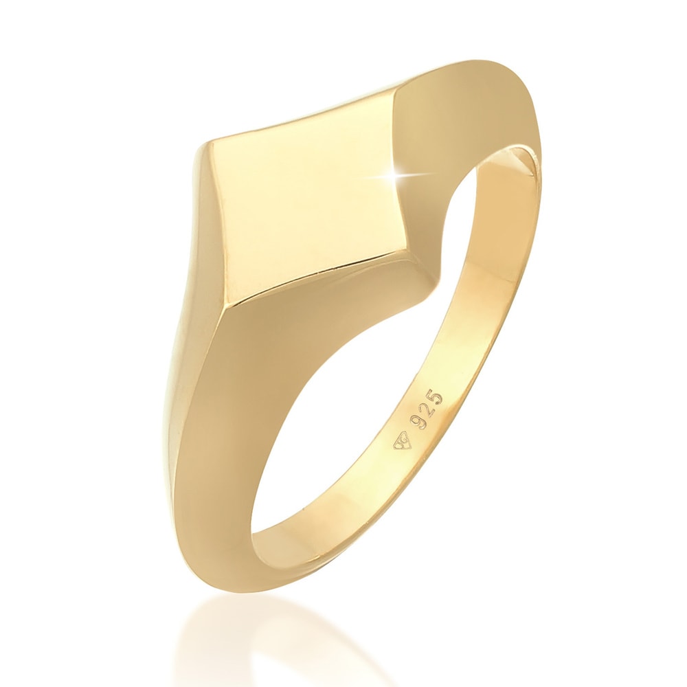 Elli PREMIUM Elli PREMIUM Bague Bague Signet pour femme - Rhombus Geo Look Blogger Trend en ar Bague