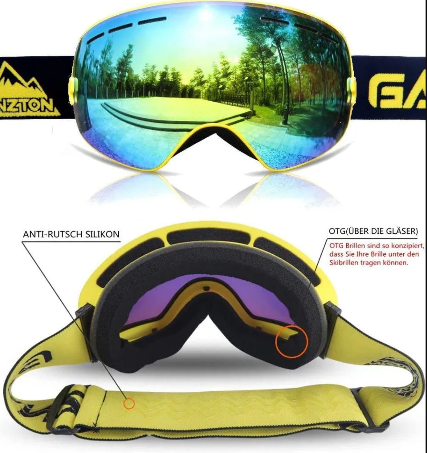 OKA Skibrille Skibrille Snowboard Brille UV-Schutz Anti Fog Ski Goggles für Schnee, für Brillenträger Herren Damen Erwachsene Jugendliche