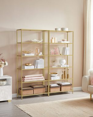 VASAGLE Standregal Regal mit 6 Ablagen, Badregal, gehärtetes Glas