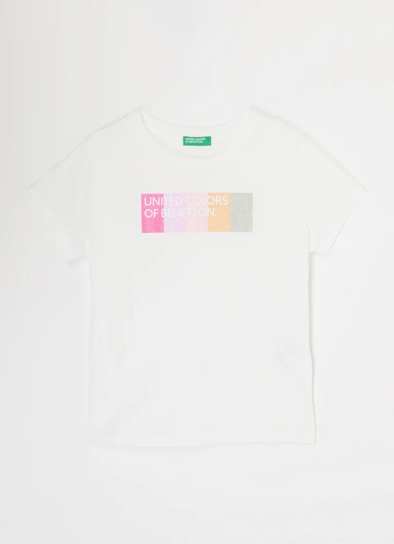 Tricou Benetton cu paiete și logo imprimat.