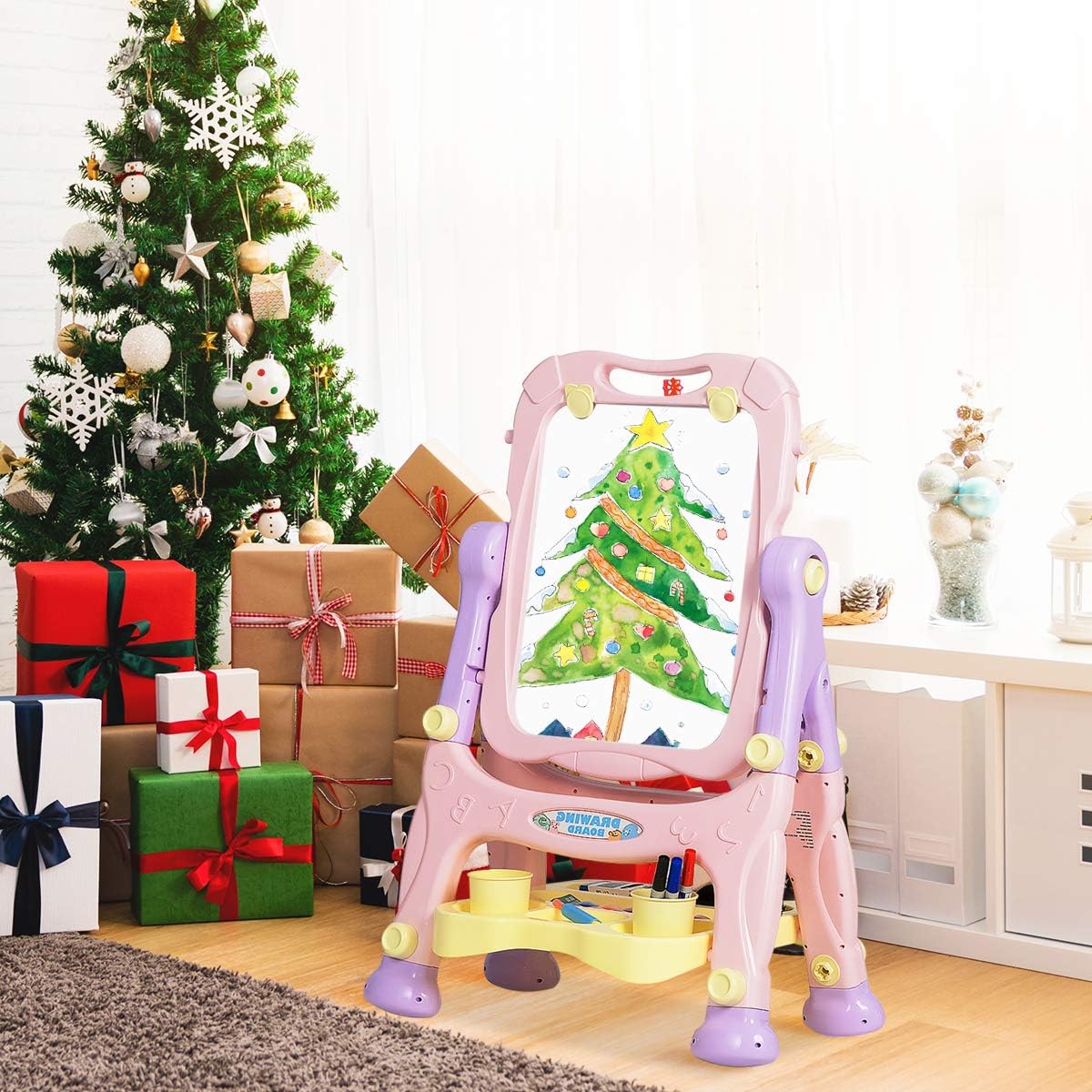 Costway 2 in 1 Kindertafel, Kinder Staffelei doppelseitig