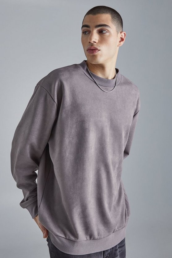 Oversize Sweatshirt aus Wildleder-Imitat
