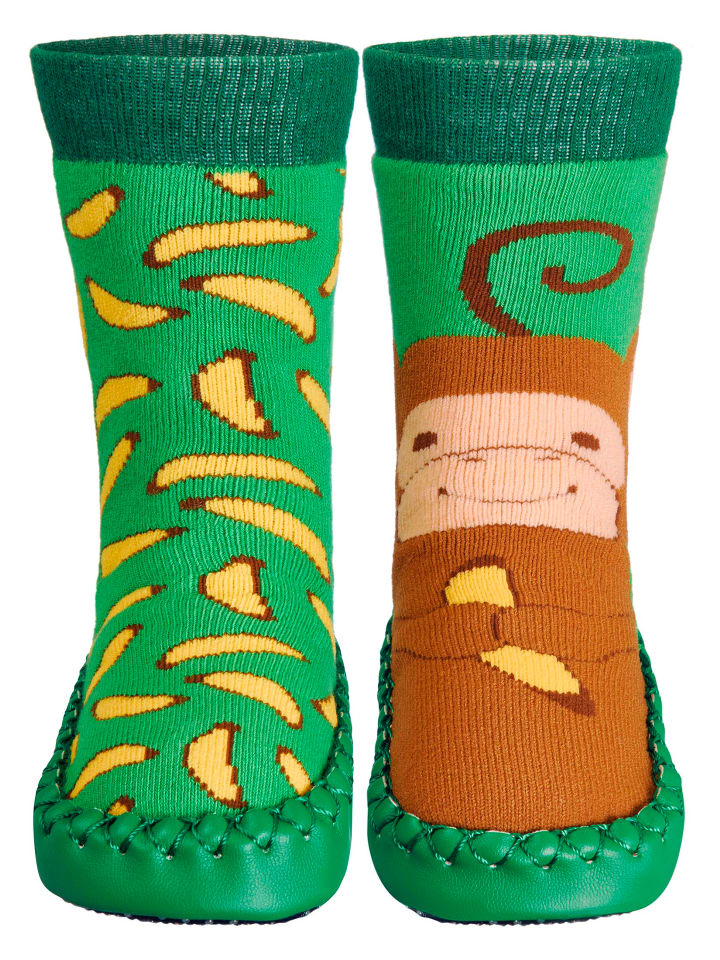Playshoes Hüttenschuh Affe in Grün günstig kaufen