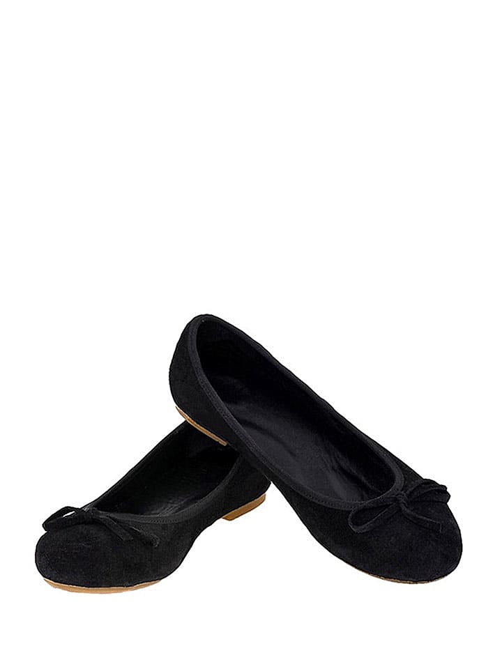 Lizza Shoes Leder-Ballerinas in Schwarz günstig kaufen 38