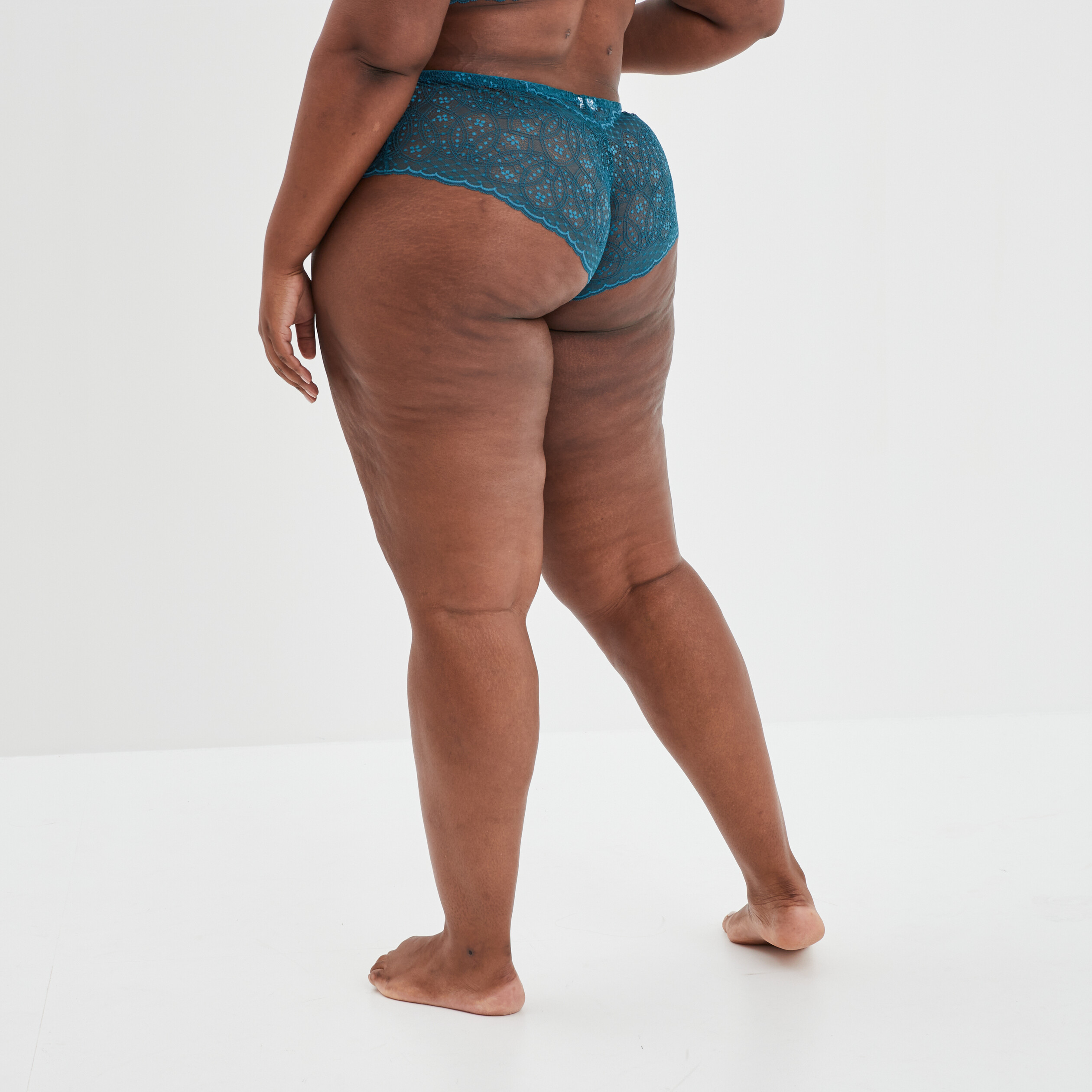 Shorty en dentelle Izzie bleu canard femme grande taille | La Halle