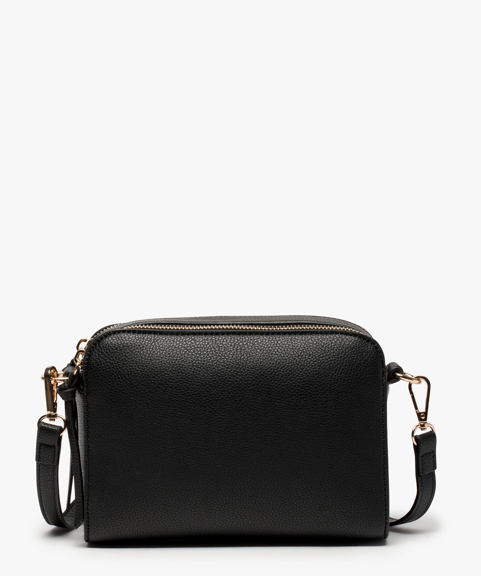 Besace femme petit format à grandes poches zippées noir | GEMO