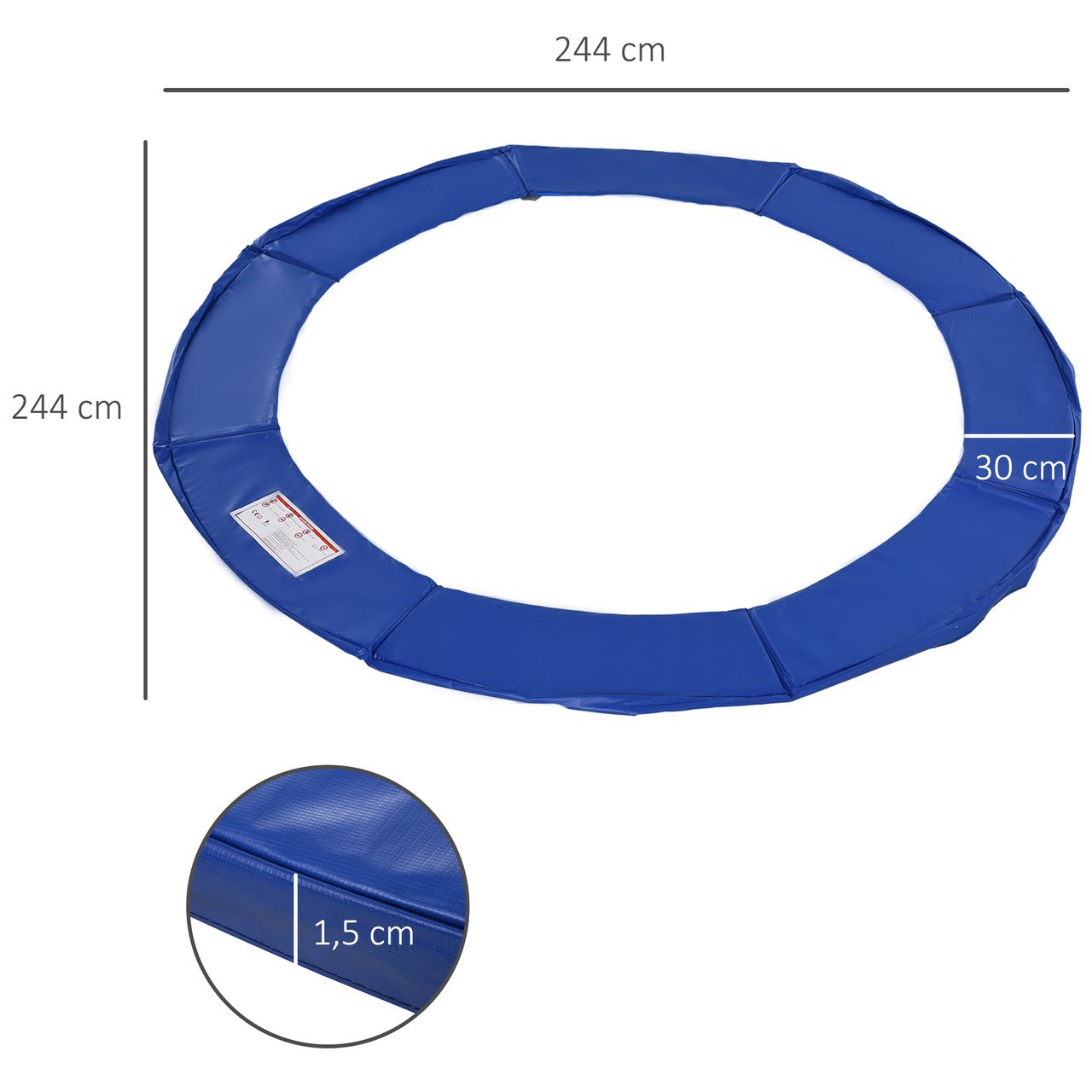 HOMCOM Trampolin Randabdeckung Sicherheitsnetz Wetterplane Leiter 8ft 10ft 12ft 15ft (Randabdeckung: Ø 244cm-Blau)
