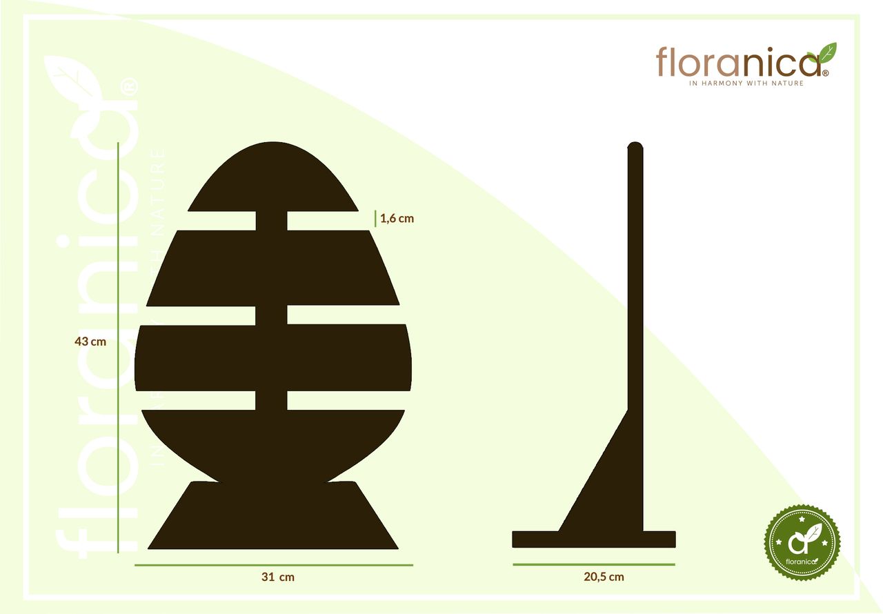 Pemicont Floranica Holz Osterei Osterdeko Lärchenholz Höhe 43cm Breite 31cm Braun Osterdekoration modernes Design Kunsthandwerk osterdeko osterhasen tischdeko
