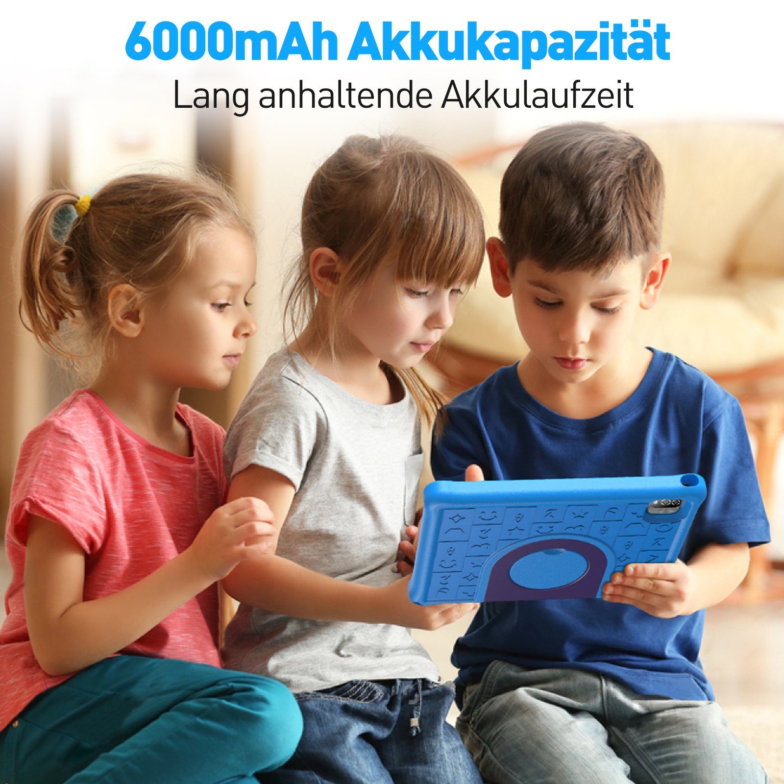 Ulife Lerntablet VASOUN B10K, für Kinder ab 2 Jahren, 10 Zoll, Android 12, fallfest, kostenloser Lern-Apps, Augenschutz, System der elterlichen Kontrolle