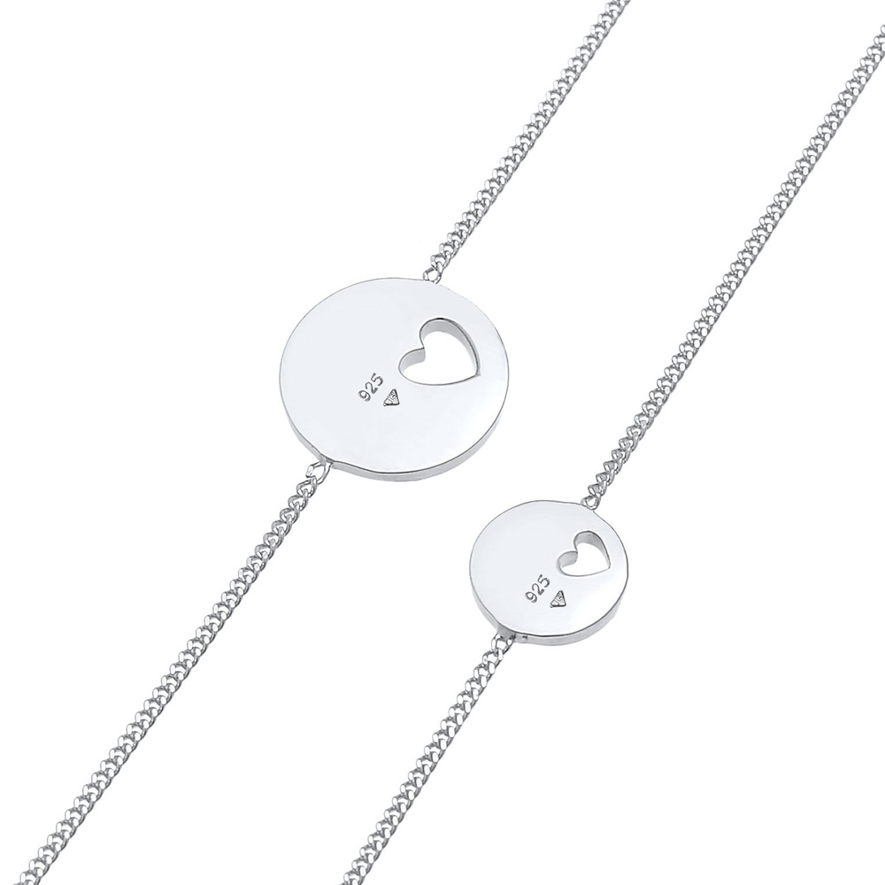 Elli Elli Bracelet Plaque pour dames Ensemble coeur mère enfant en argent sterling 925 Bracelet