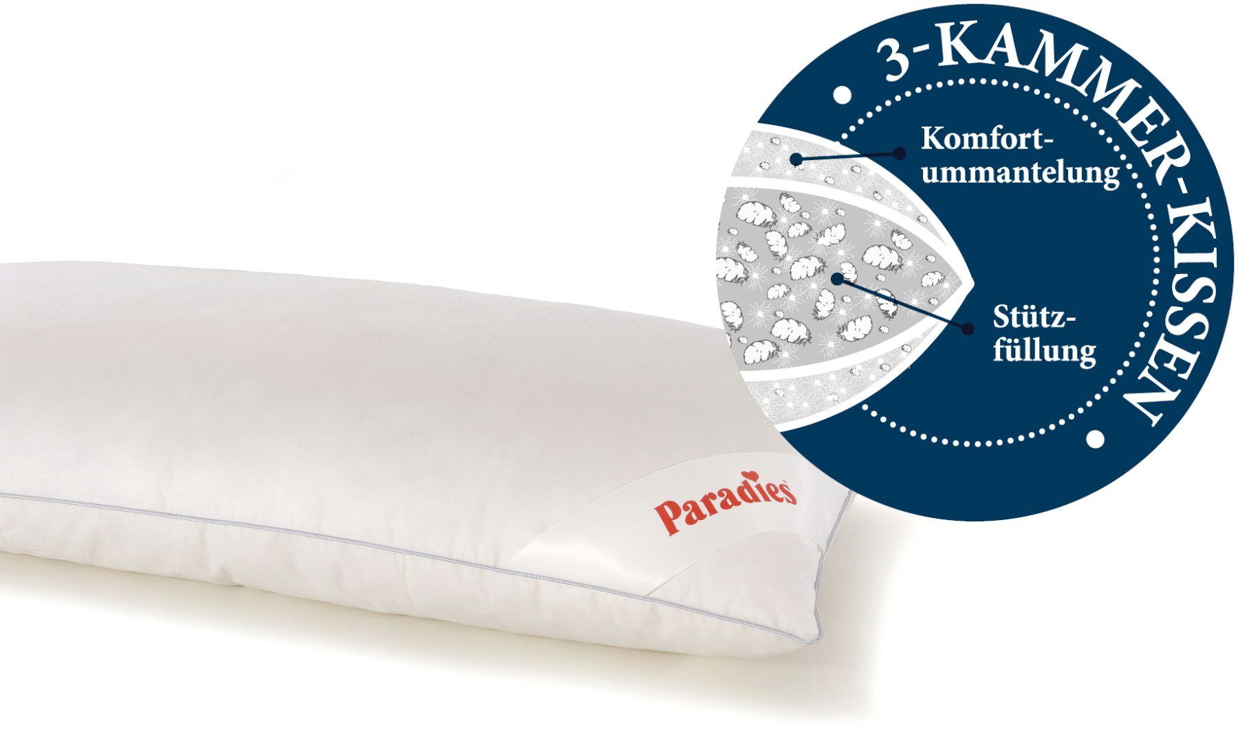 3-Kammer-Kopfkissen Abbie fest Bio, Paradies, Füllung: Stützfüllung: 85% weiße, neue Gänsefedern, 15% Gänsedaunen, Komfortummantelung: 90% weiße, neue Gänsedaunen, 10% Federn, Bezug: 100% Baumwolle kbA, Rückenschläfer, Seitenschläfer, entlastet Kopf-