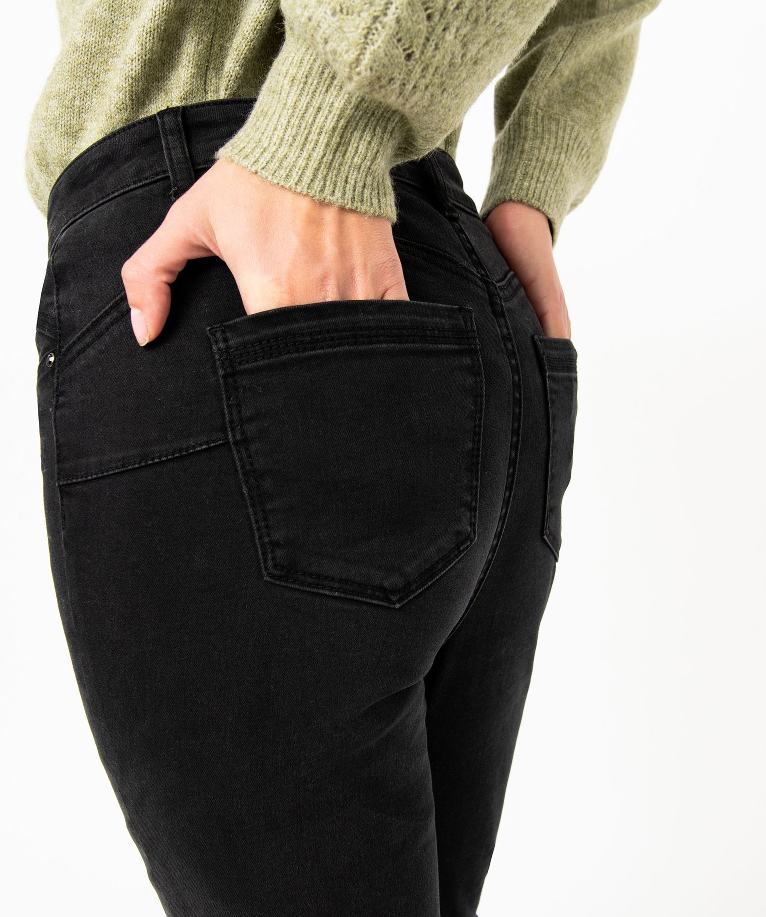 Jean Skinny taille haute forme push-up femme noir | GEMO