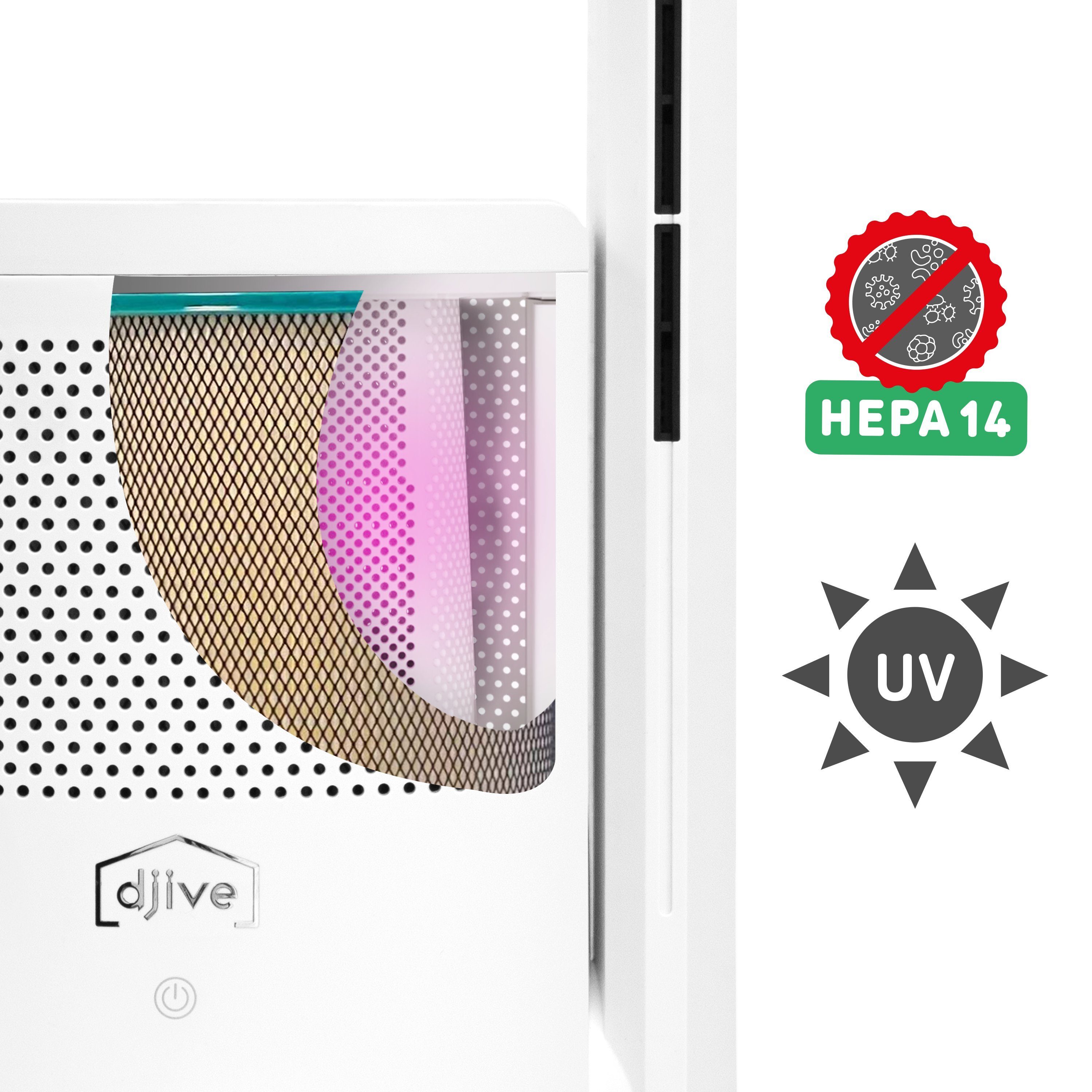 djive Ventilatorkombigerät ARC Heater, leise 9 Stufen, Schlafmodus, HEPA Luftreiniger, Heizlüfter, Allergiker