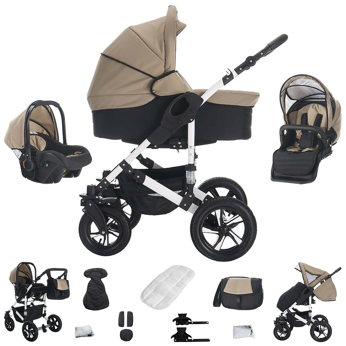 Florida | 3 in 1 Kombi Kinderwagen Komplettset | Luftreifen Kombikinderwagen