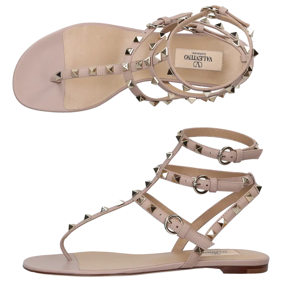 Valentino Garavani - Zehentrenner ROCKSTUD Kalbsleder - beige