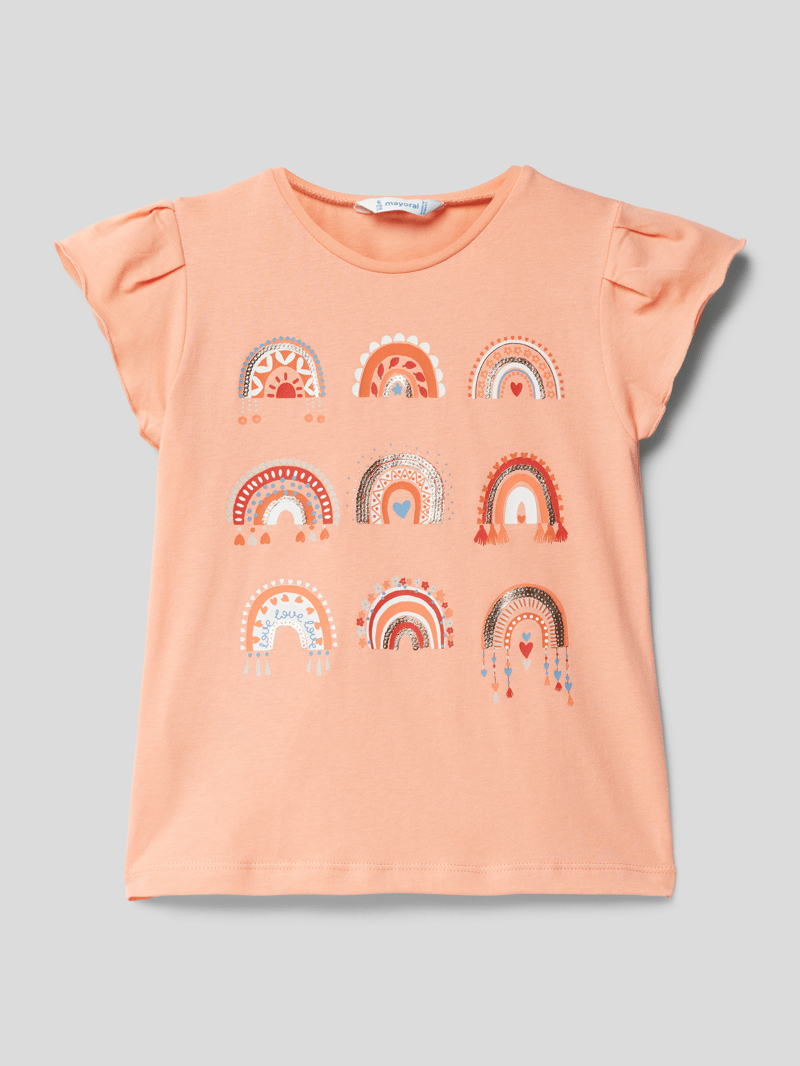 T-Shirt mit Rundhalsausschnitt in apricot