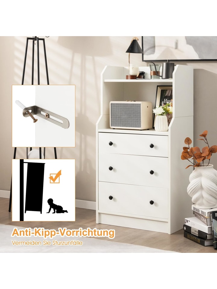 COSTWAY Kommode mit 3 Schubladen in Weiß günstig kaufen onesize