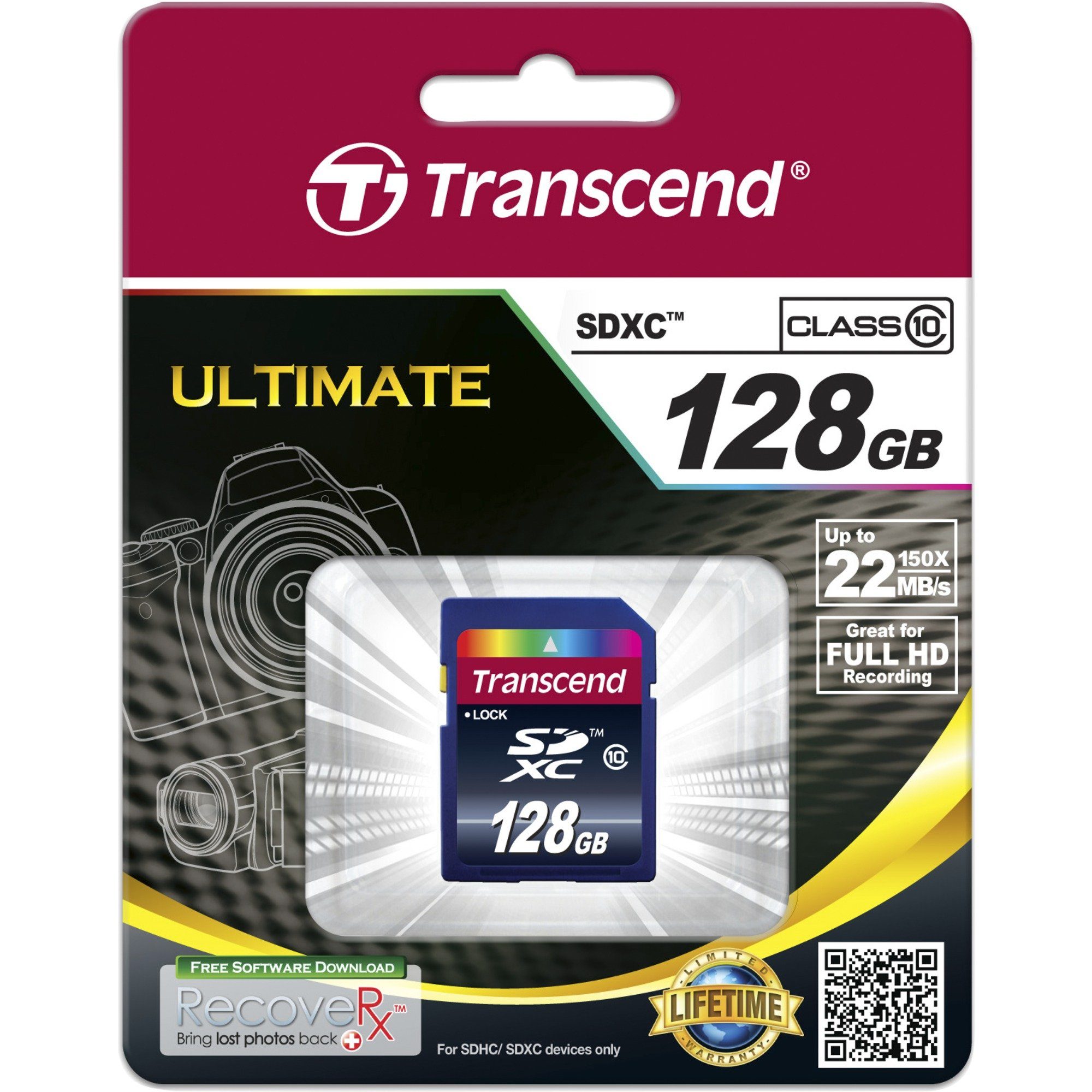 Transcend Transcend 128 GB SDXC, Speicherkarte, (Class 10) Speicherkarte