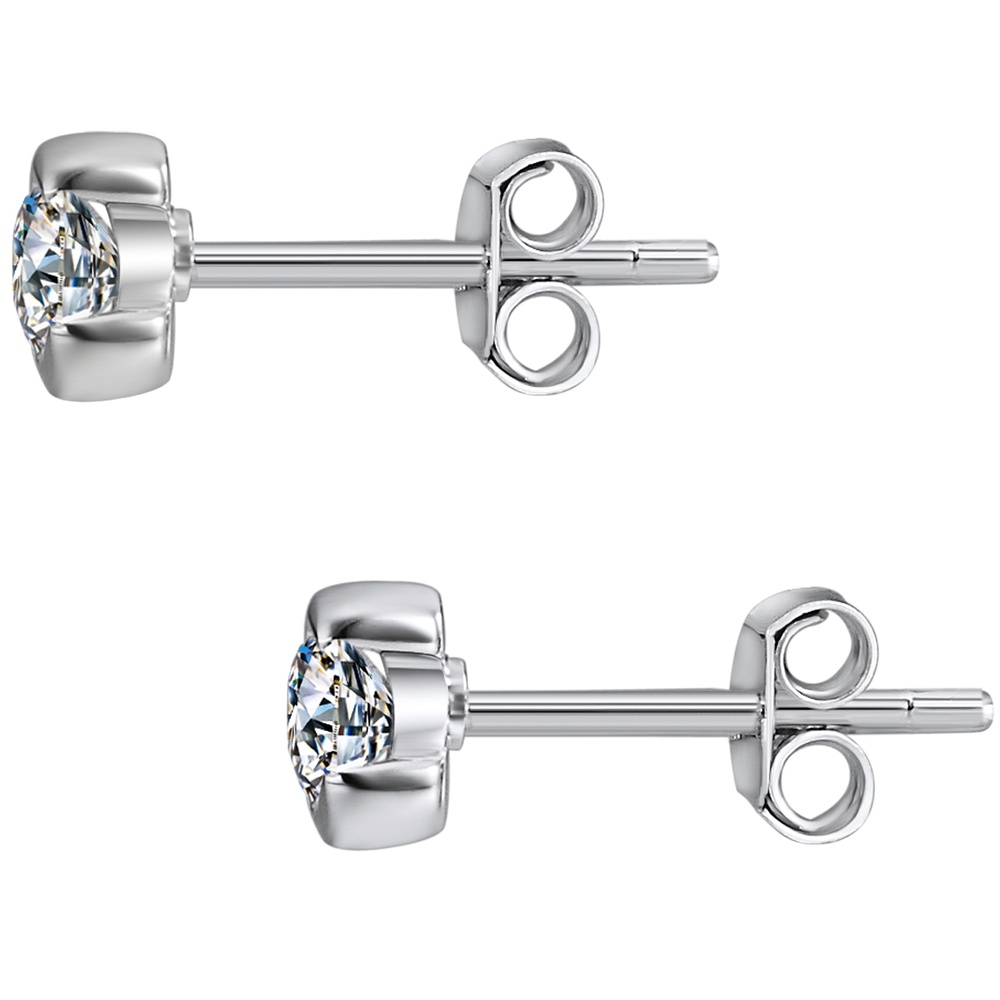 Trilani Puces d'oreilles en argent Argent sterling Oxyde de zirconium (CZ) en Argent Boucles d'oreilles