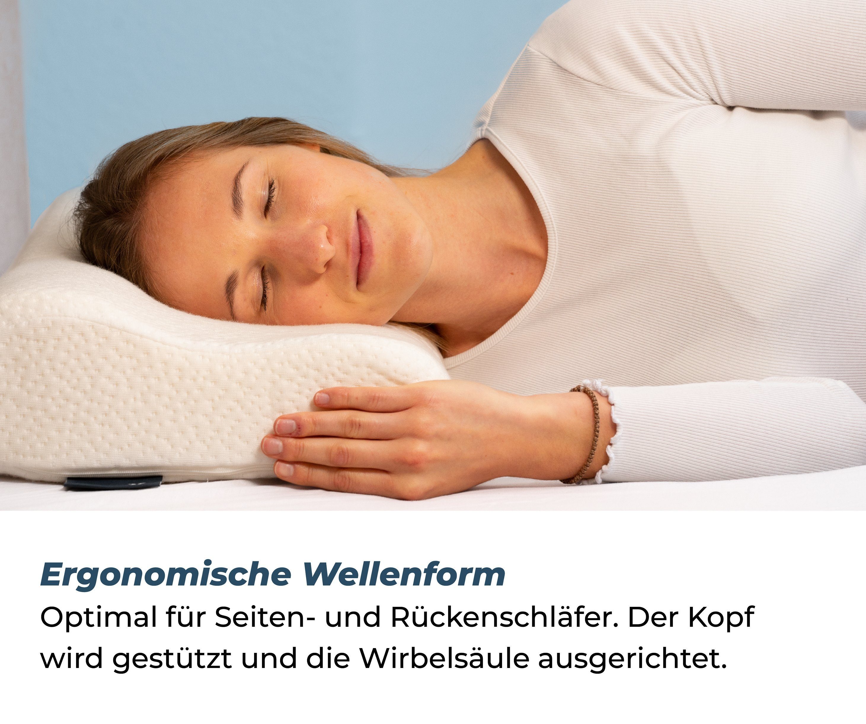Nackenstützkissen Latex höhenverstellbar, liegegut, Füllung: Talalay Latex, Seitenschläfer, Rückenschläfer, Höhenverstellbar, atmungsaktiv, hergestellt in Deutschland