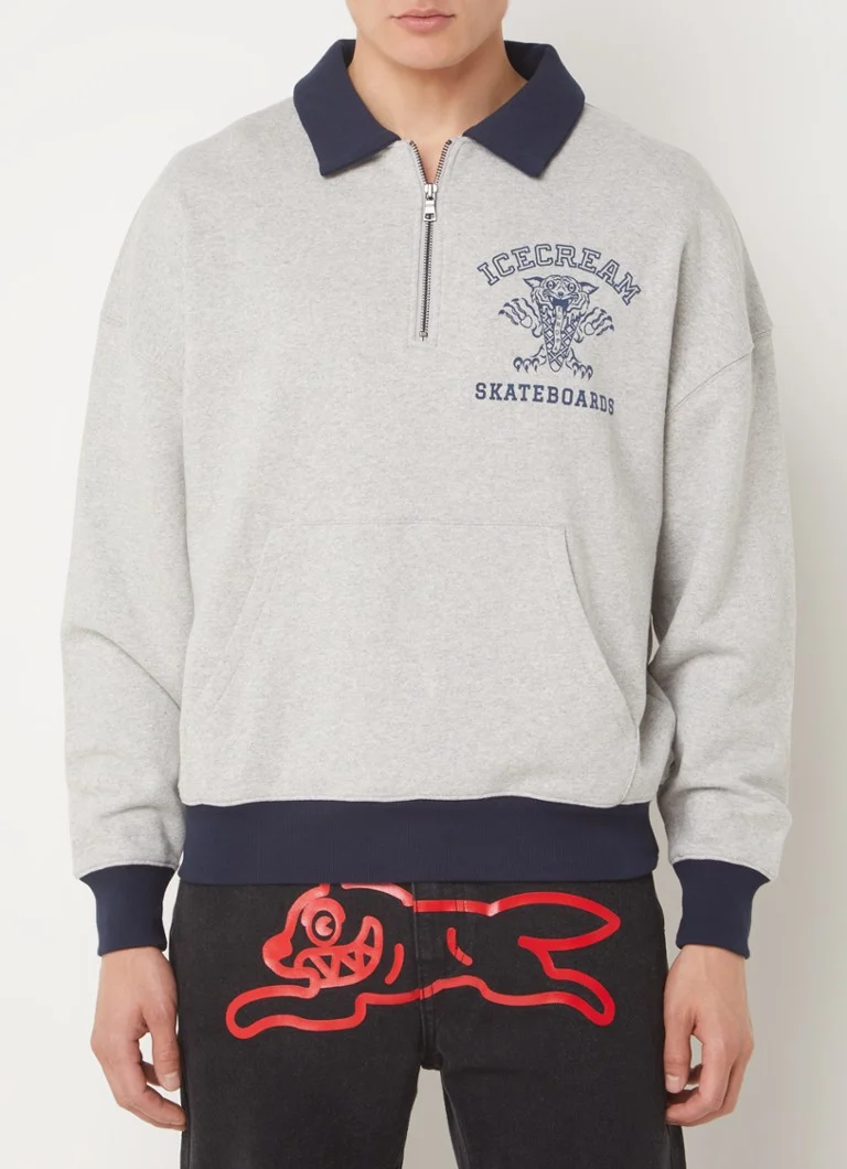 ICE CREAM Tiger sweater with half zip and logo print