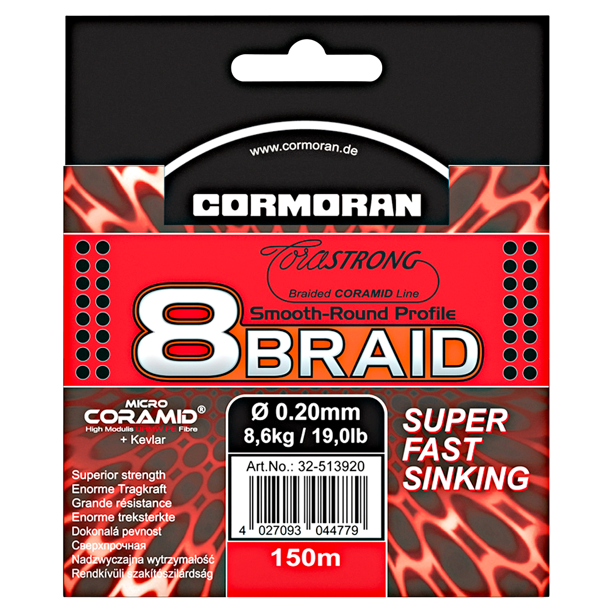 Cormoran Angelschnur Corastrong 8-Braid Super Fast Sinking (dunkelbraun)