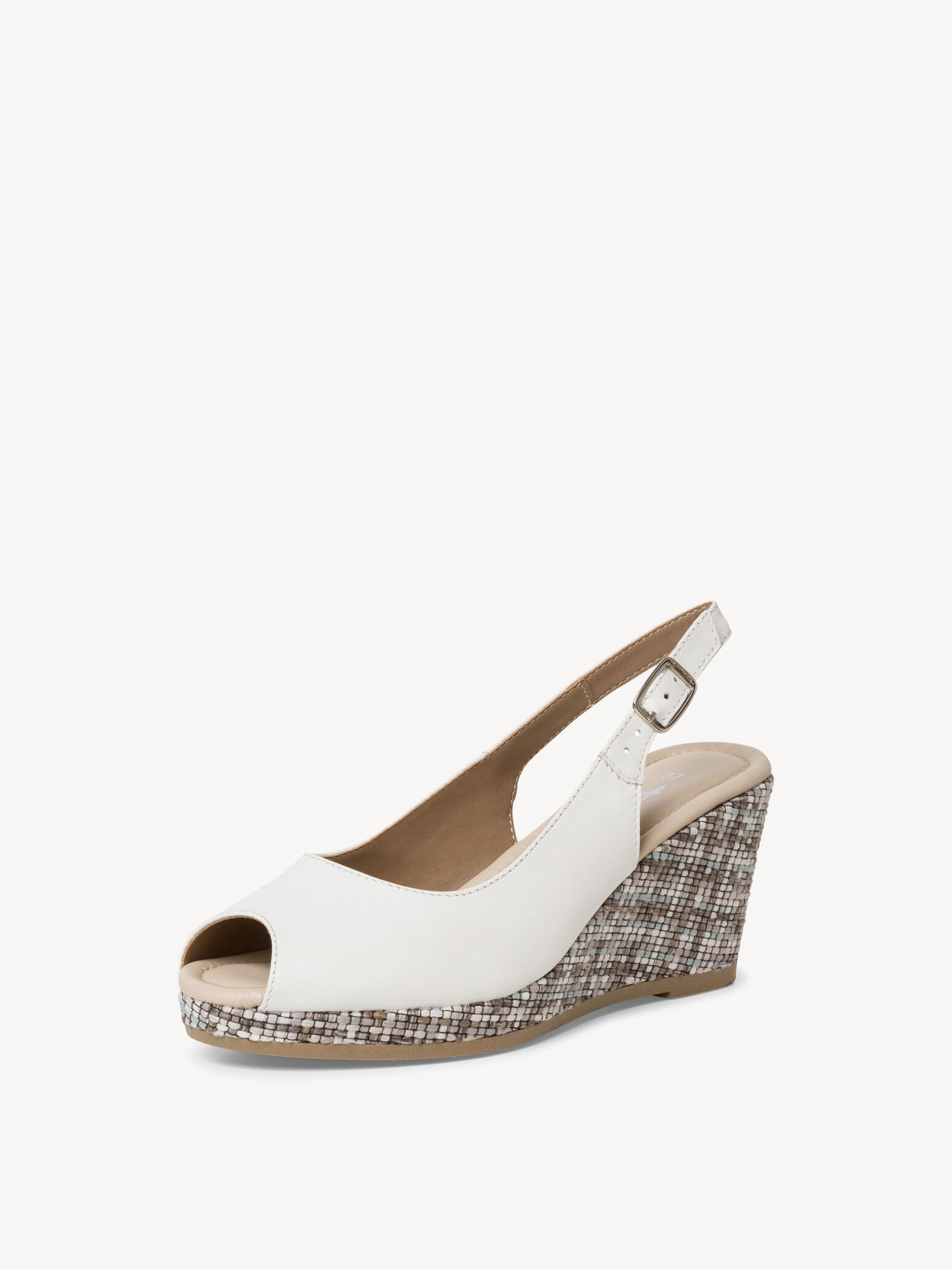 Sandale à talon en cuir - blanc