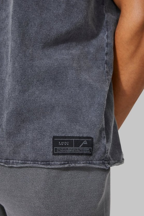 Oversize Man Active T-Shirt mit Acid-Waschung