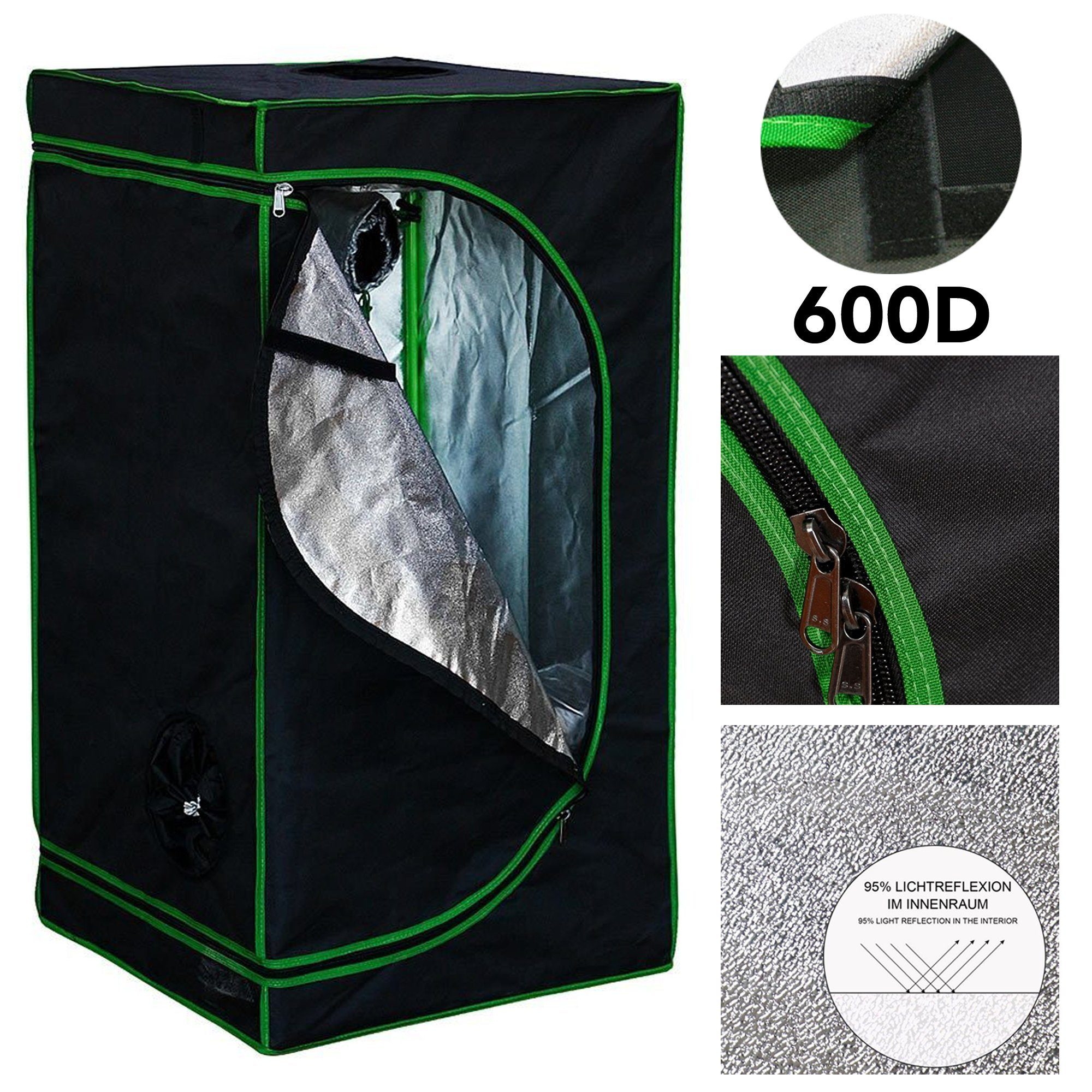 Melko Gewächshaus Gewächshaus Growbox Pflanzenzelt Zuchtzelt für Indoor & Outdoor in Grün Schwarz Growroom Zuchtschrank Darkroom Grow Tent Frühbeet Zimmergewächshaus Growschrank, Stück, 99,9 % lichtundurchlässig