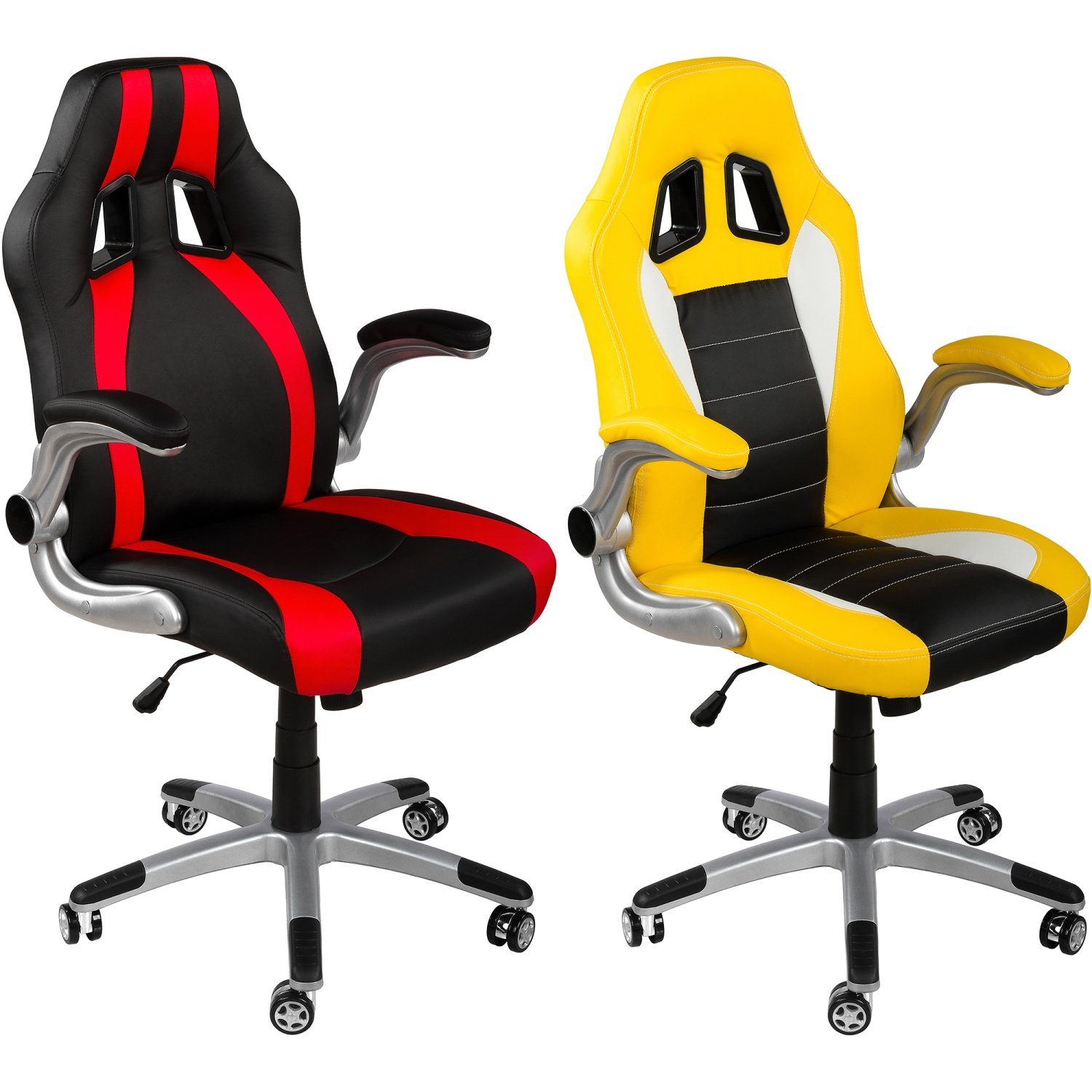 RACEMASTER Stuhlrolle 5er Set Bürostuhlrollen, (Set, 5-St), universell für Hartböden und Teppich, Racing Design, XL Rollen 60 mm