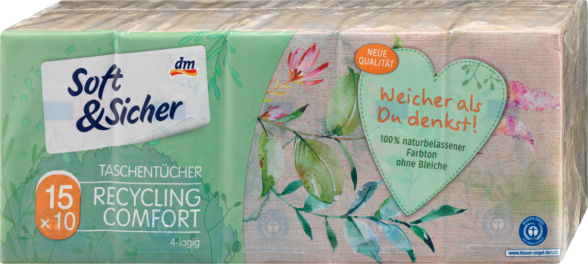 Taschentücher Recycling 4-lagig (15x10 Stück), 150 St