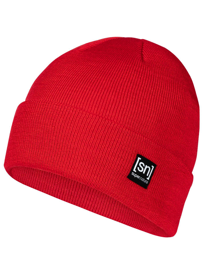 super.natural Merino Mütze ALPINE BEANIE in feuerrot günstig kaufen onesize