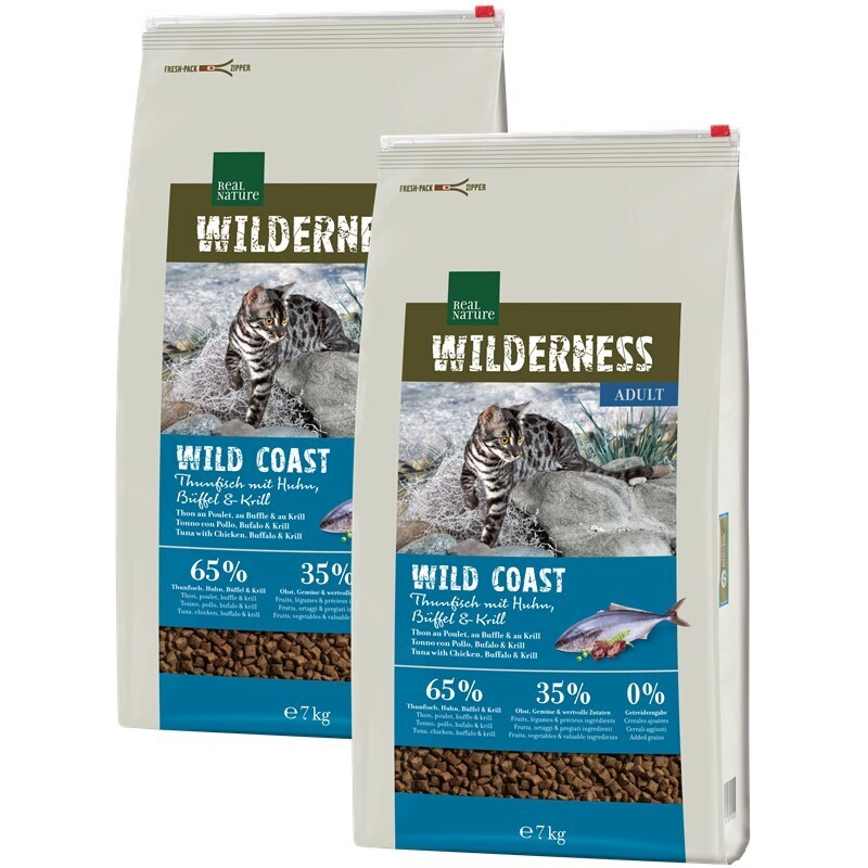 REAL NATURE Trockenfutter REAL NATURE WILDERNESS Wildcoast Adult Thunfisch mit Huhn, Büffel & Krill 2x7 kg