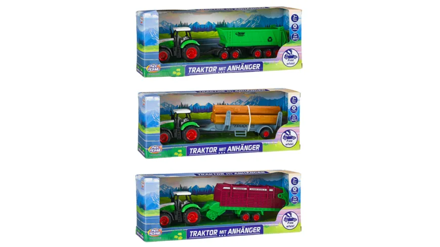 Müller - Toy Place - Traktor mit Anhänger, 3-fach sortiert, 1 Stück