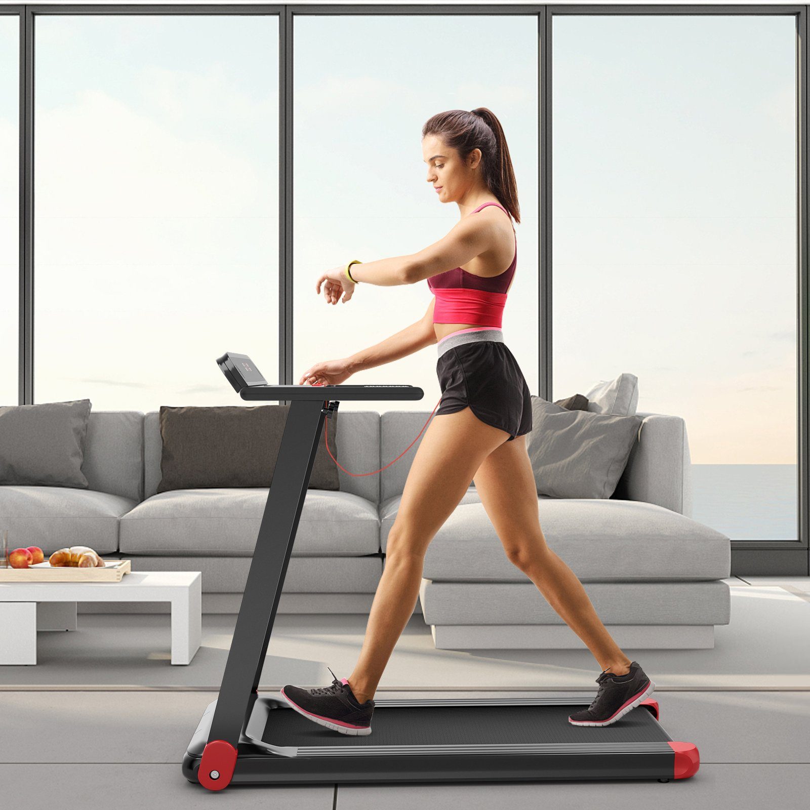 COSTWAY Laufband Fittnessgerät, 12 km/h mit 12 Programme, per App