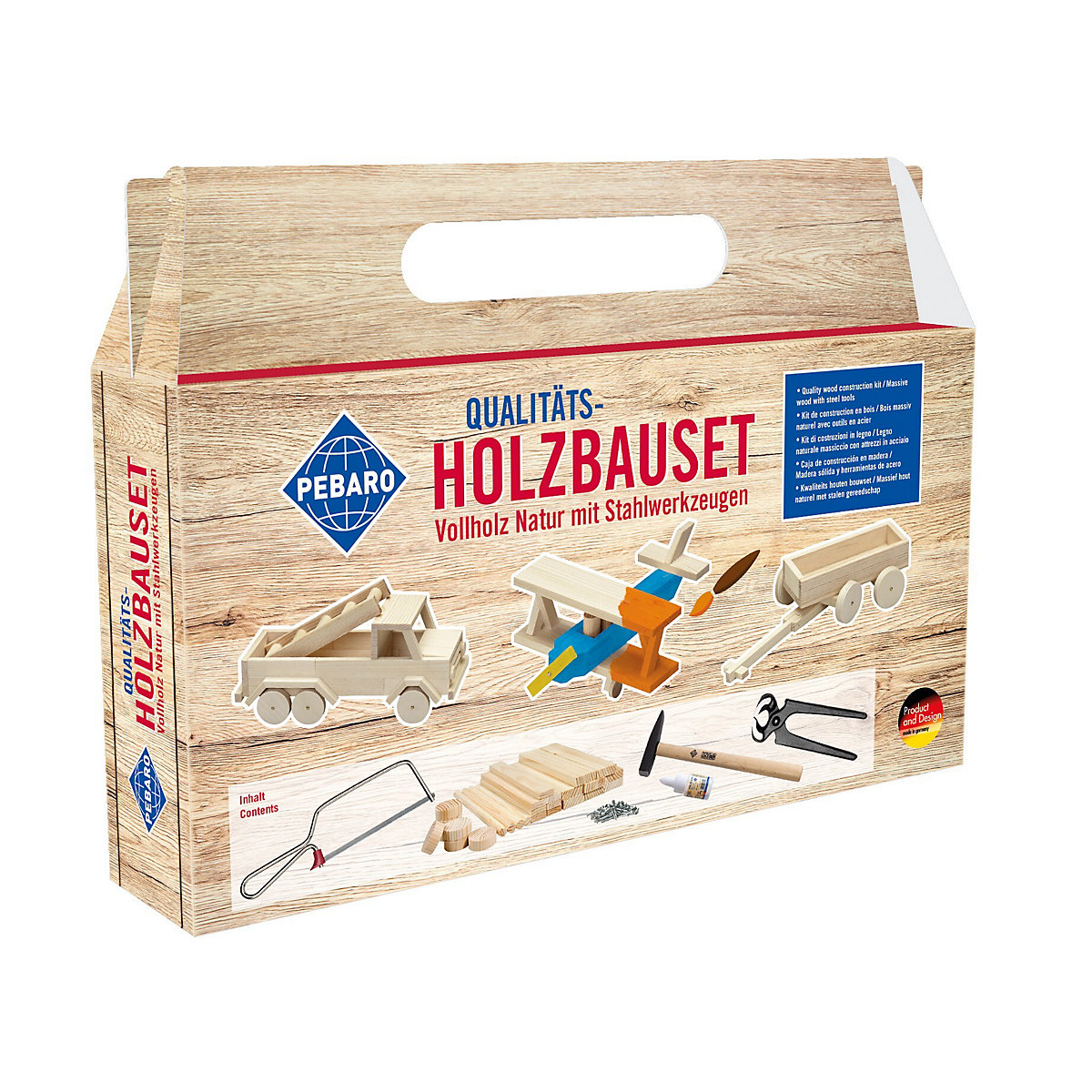 Holzbauset im praktischen Tragegriff-Karton, 465