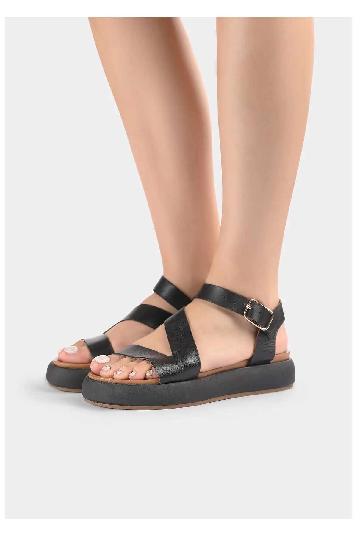 INUOVO  Sandalette - Schwarz - Flacher Absatz