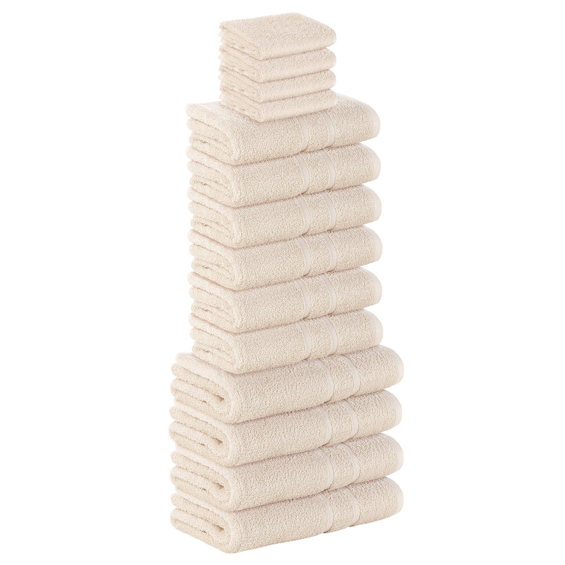 StickandShine Handtuch Set 4x Gästehandtuch 6x Handtücher 4x Duschtücher als SET in verschiedenen Farben (14 Teilig) 100% Baumwolle 500 GSM Frottee 14er Handtuch Pack, 100% Baumwolle 500 GSM