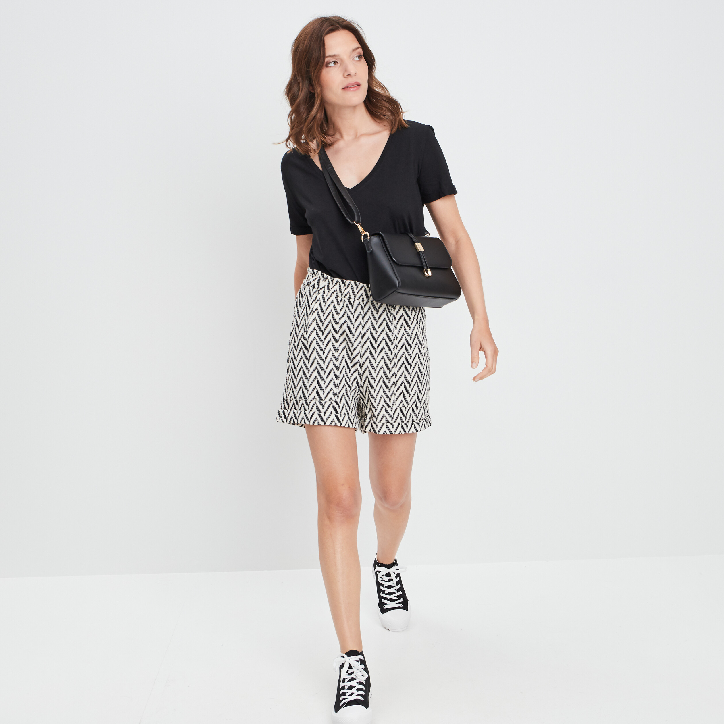 Short droit taille élastiquée ecru femme | La Halle
