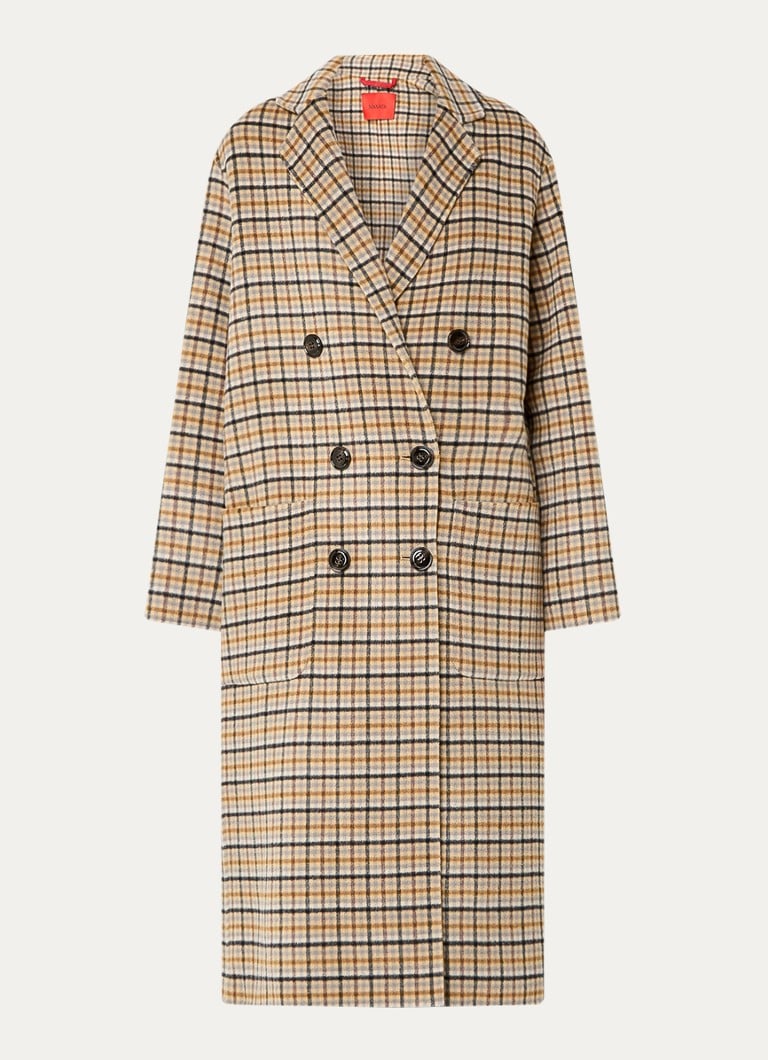 Max & Co Elemento double-breasted coat in virgin wool blend with checked design