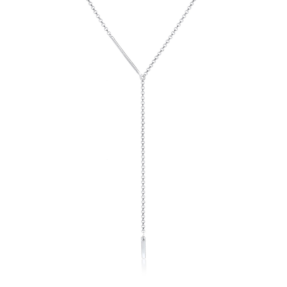 Elli Elli Collier Pendentif Rectangle Chaîne de Y Réglable Collier Femme - Argent (925 collier