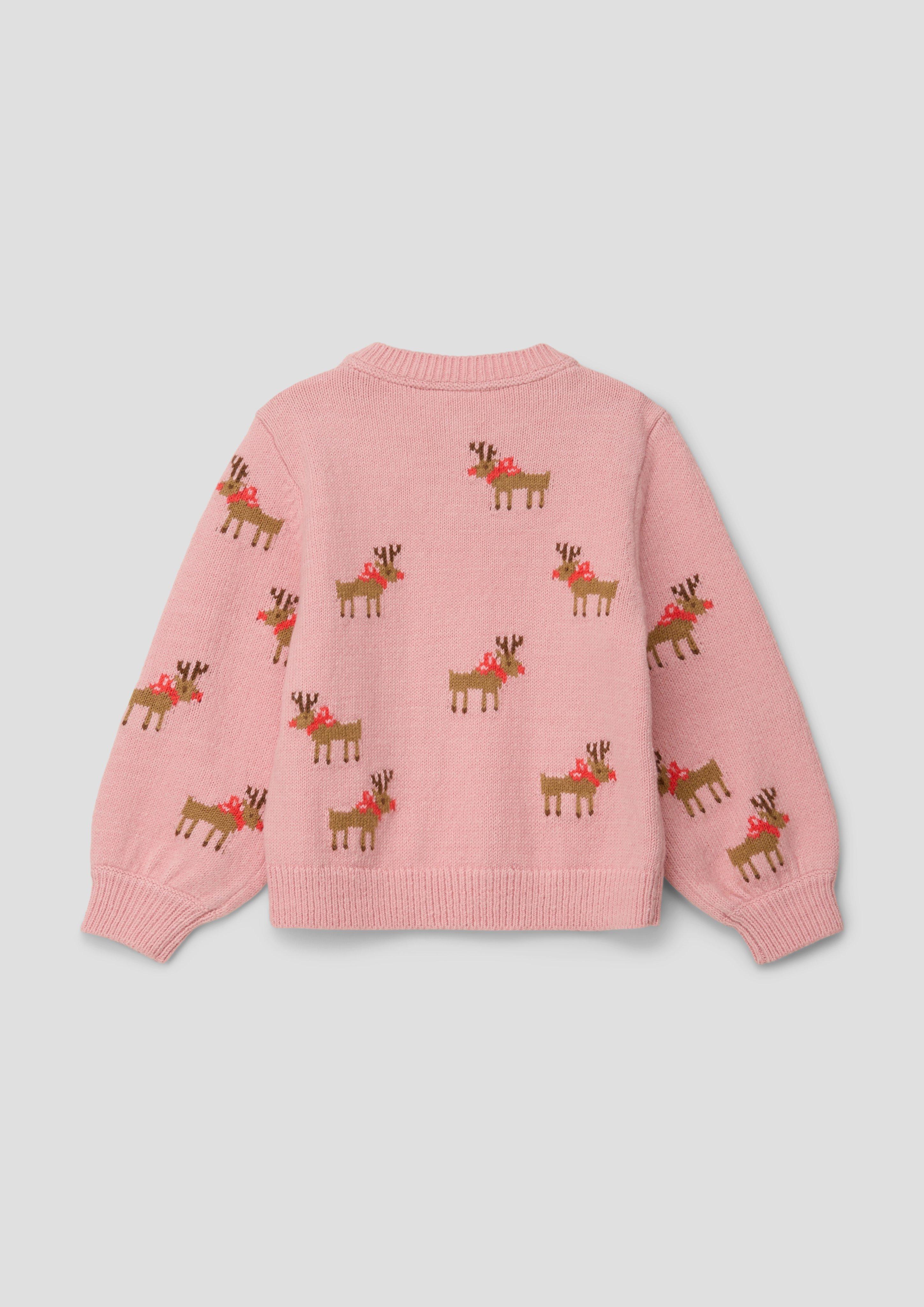 Strickpullover mit Rentier-Intarsien  2138823-42X5