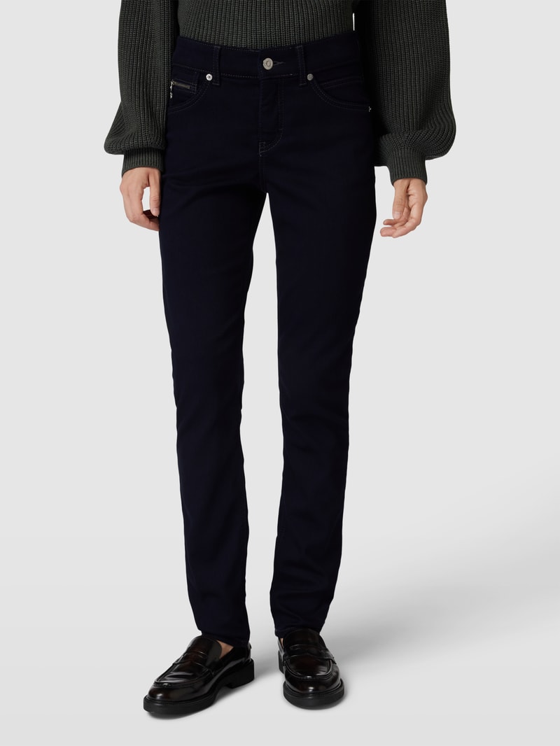 Slim Fit Thermojeans mit Reißverschlusstasche in dunkelblau