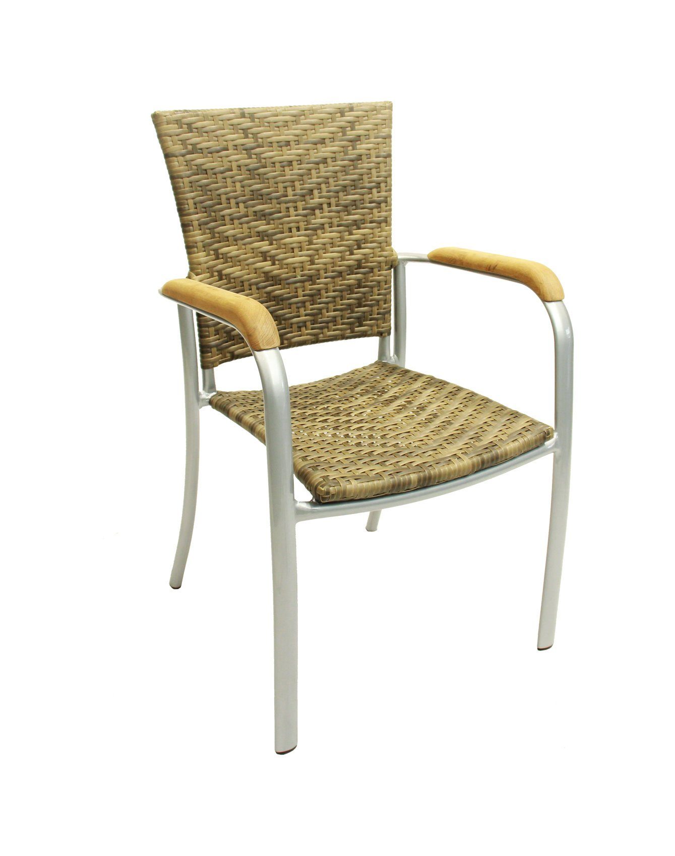 Konway Stapelstuhl ARUBA (4 St), 4x KONWAY® ARUBA Stapelsessel Elfenbein Polyrattan Sessel beige