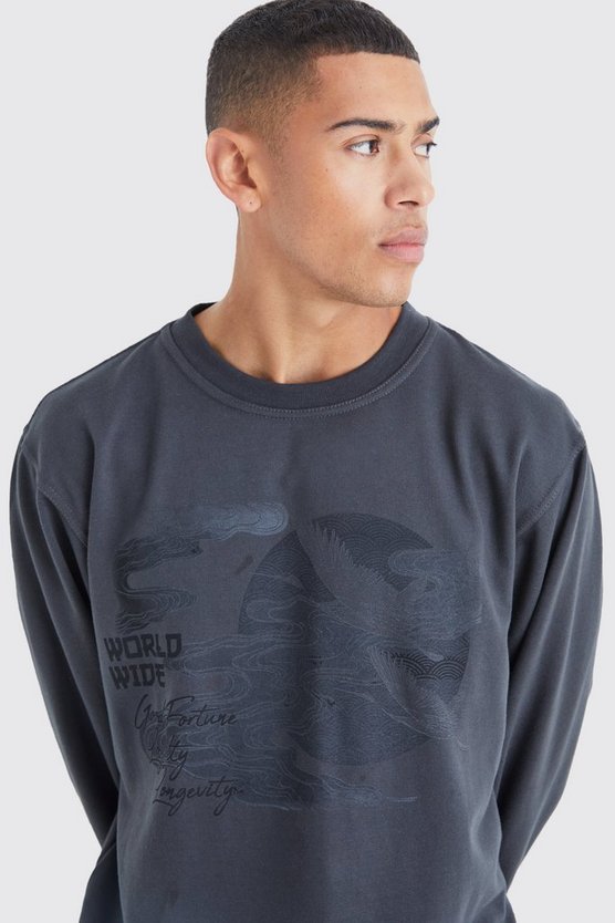 Kastiges Oversize Sweatshirt mit Print