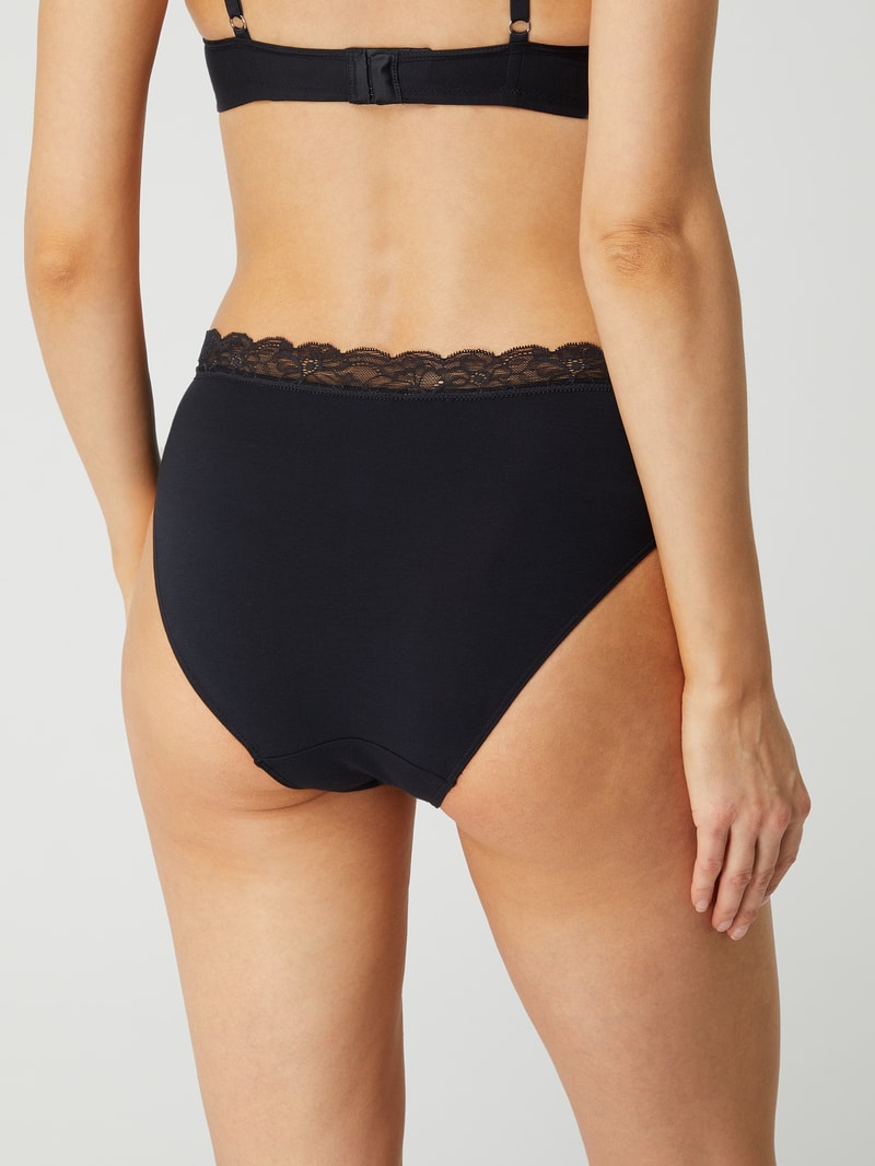 Slip aus Single Jersey Modell 'Cotton Lace' in schwarz